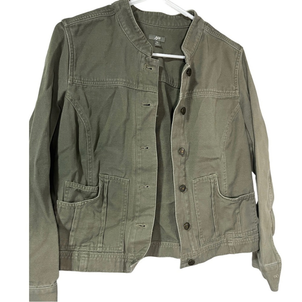 J. Jill olive green denim button utility jacket size XS